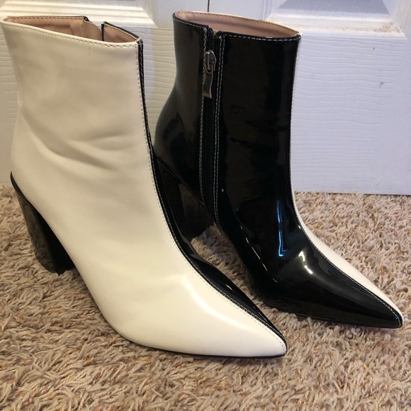 Missguided Shoes - Black and White Booties